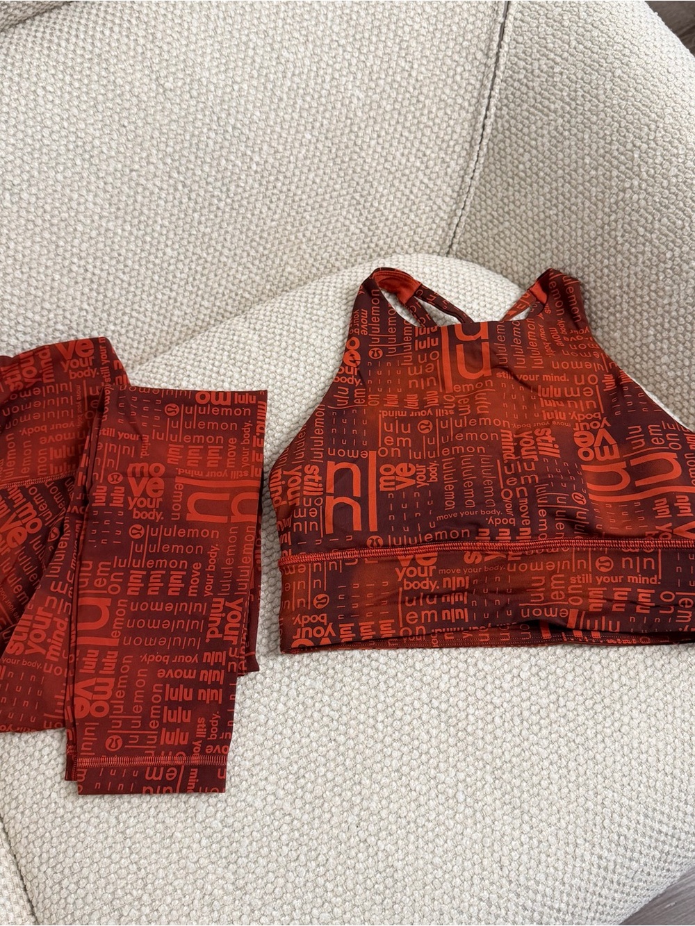 lululemon athletica Red Logo-Print Sports Bra and Leggings Set